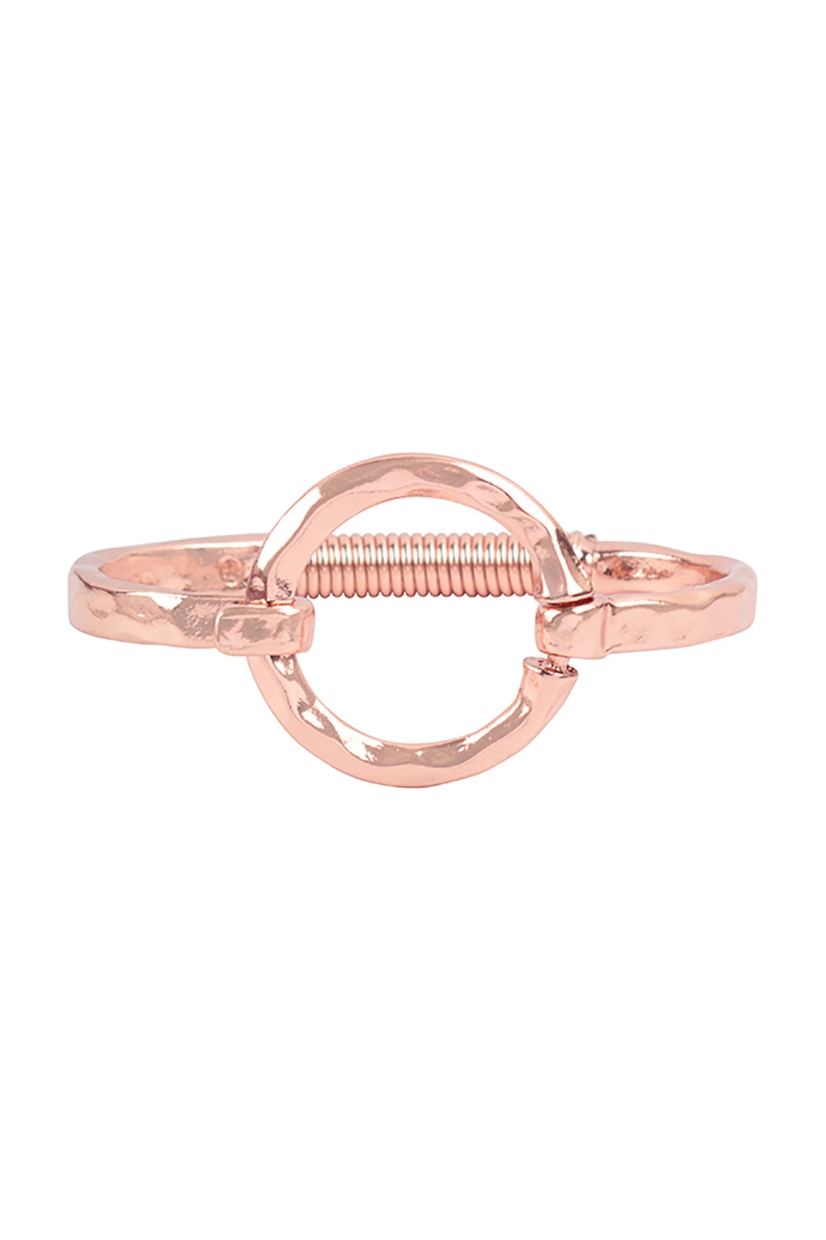 HAMMERED ROUND SHAPE BANGLE BRACELET W/ SPRING HINDGE