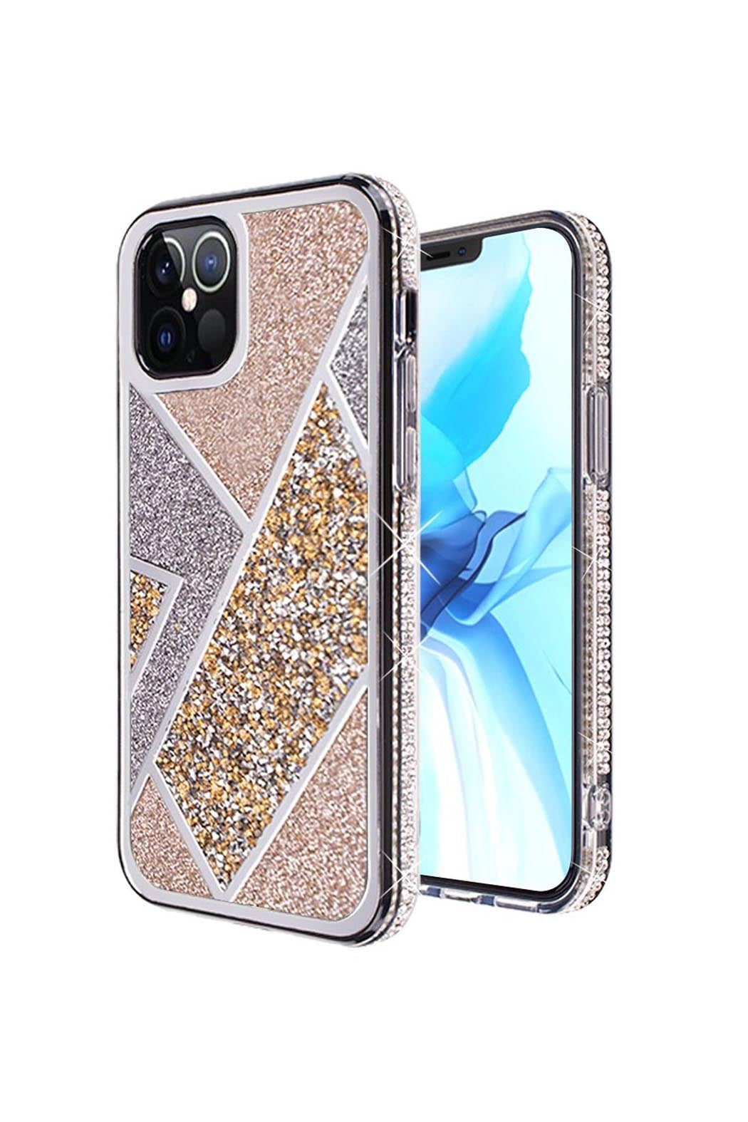 FOR iPHONE 12 PRO MAX 6.7 RHOMBUS BLING GLITTER DIAMOND CASE COVER