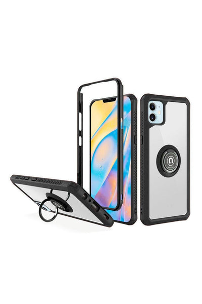 FOR iPHONE 12 MINI 5.4 TRANSPARENT MAGNETIC RINGSTAND CASE COVER