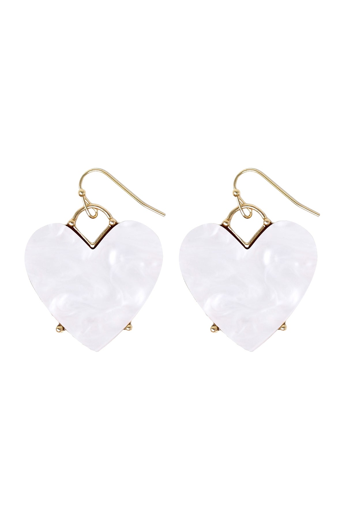 HEART MARBLE RESIN DANGLE FISH HOOK EARRING