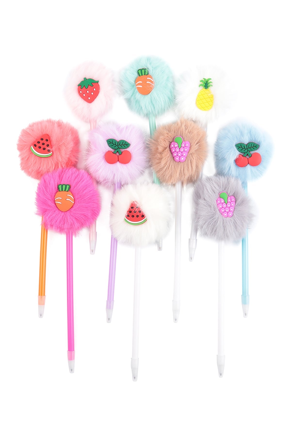 FLUFFY SOFT POM POM CUTE FRUIT DESIGN PEN
