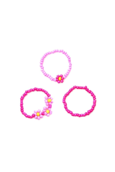 FLOWER SEED BEAD STRETCH 3 SET RING