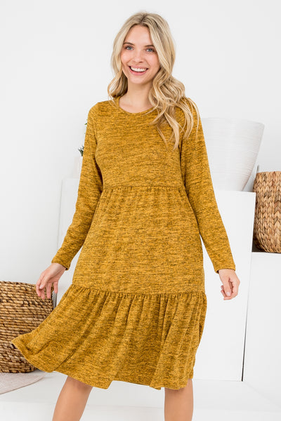 BRUSHED HACCI TIERED POCKET DRESS