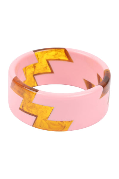 ZIGZAG TWO TONE ACETATE BANGLE BRACELET