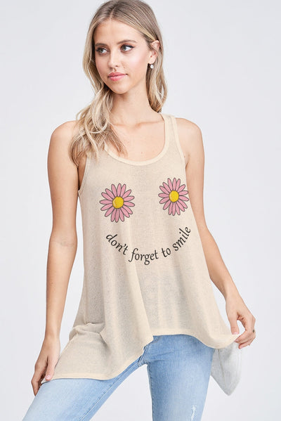 "DON'T FORGET TO SMILE" KNIT TANK TOP