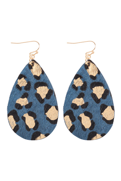 LEOPARD PRINT TEARDROP HOOK EARRINGS