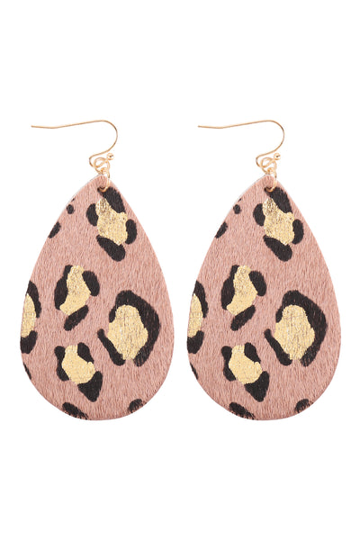 LEOPARD PRINT TEARDROP HOOK EARRINGS