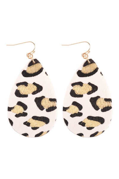 LEOPARD PRINT TEARDROP HOOK EARRINGS