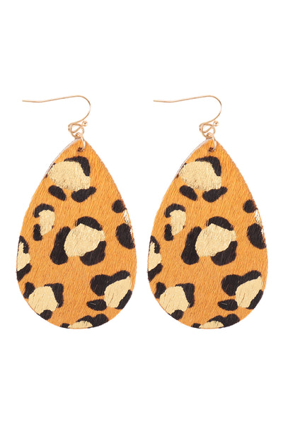 LEOPARD PRINT TEARDROP HOOK EARRINGS