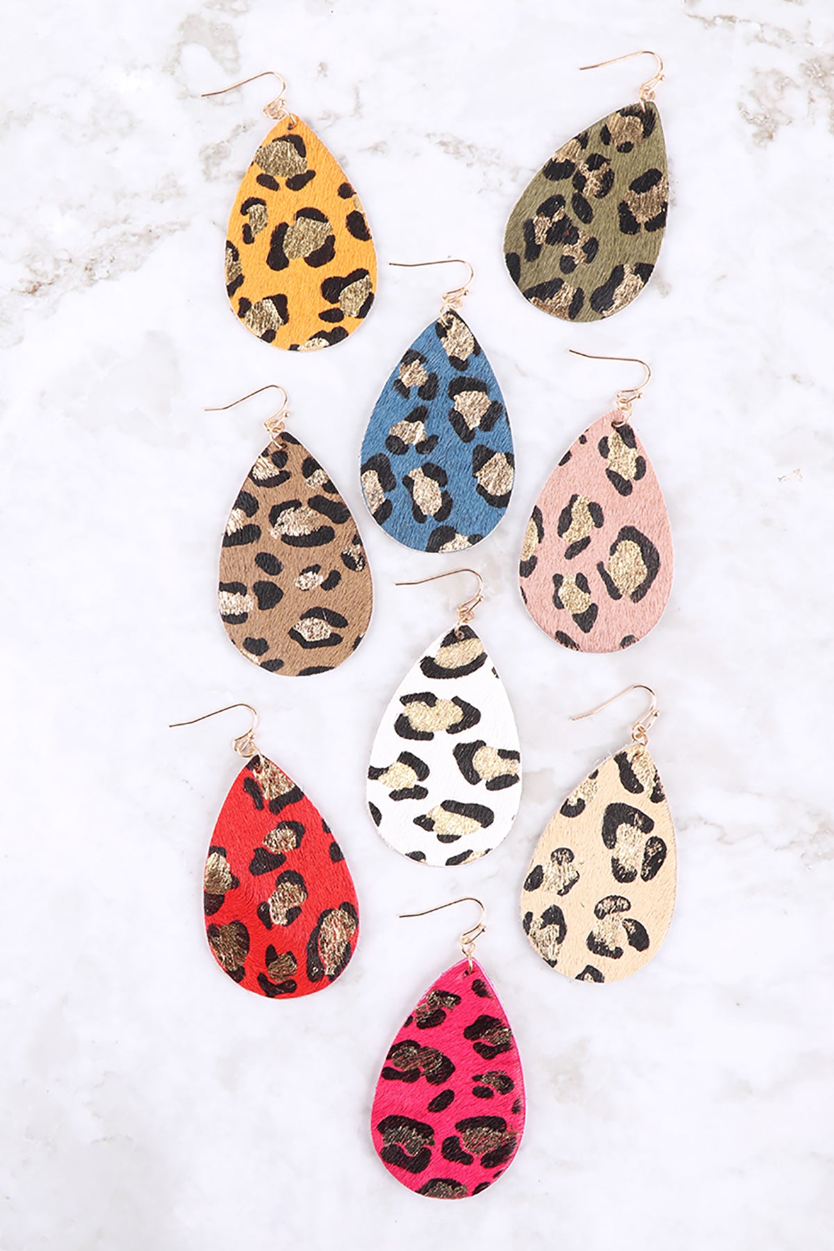 LEOPARD PRINT TEARDROP HOOK EARRINGS