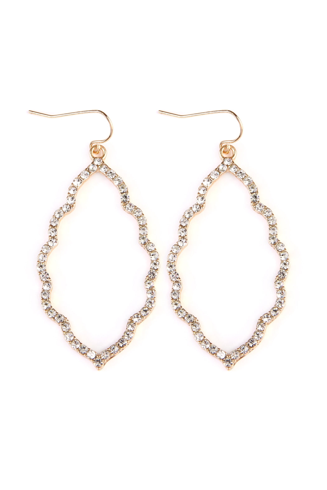 PAVE RHINESTONE MOROCCAN SHAPE CUTOUT EARRING