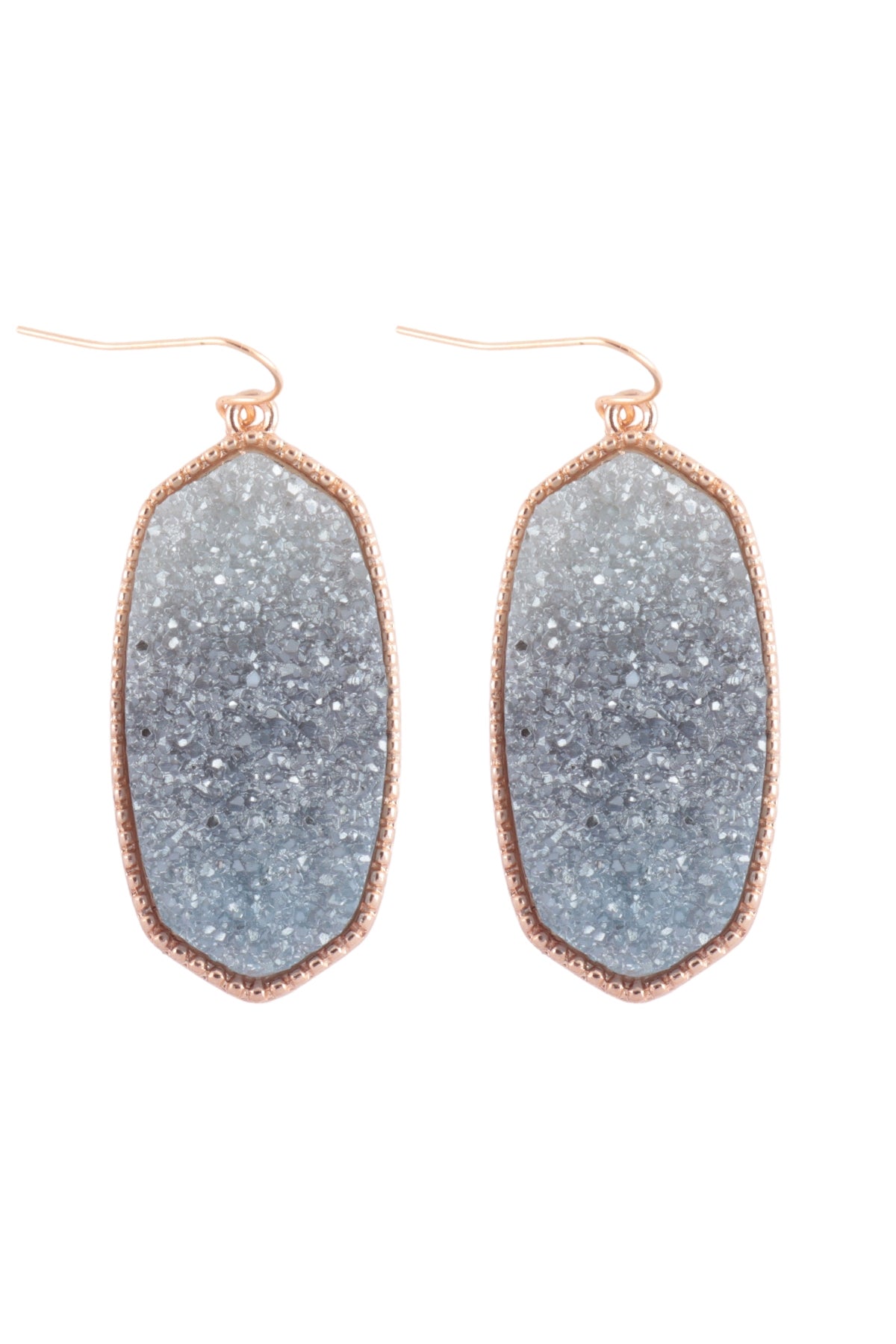 DRUZY GRADIANT PASTEL OVAL DROP HOOK EARRINGS