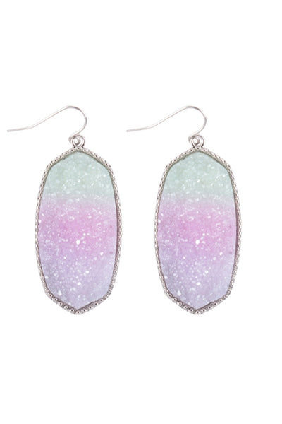 DRUZY GRADIANT PASTEL OVAL DROP HOOK EARRINGS