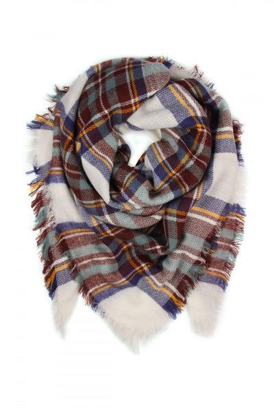 S2-9-2-WAP64SC01 FRINGED PLAID SCARF /6PCS