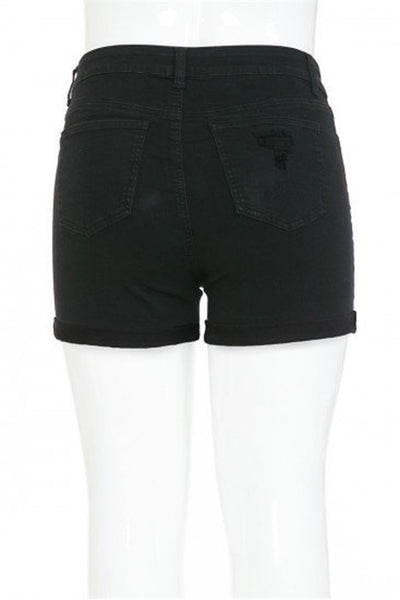 PLUS SIZE HIGH WAIST ROLLED CUFF SHORTS-2-2-2