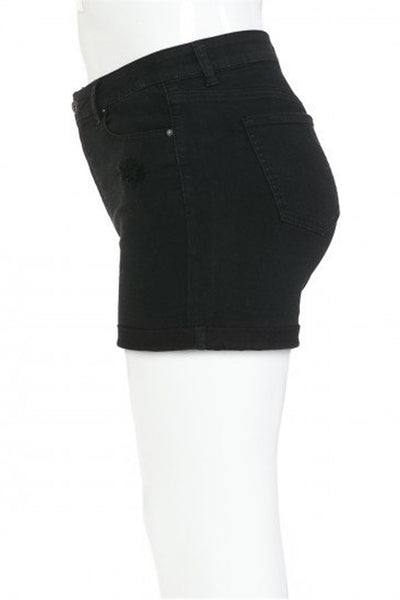 PLUS SIZE HIGH WAIST ROLLED CUFF SHORTS-2-2-2