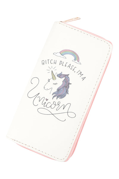 UNICORN PRINT LEATHER ZIPPER WALLET