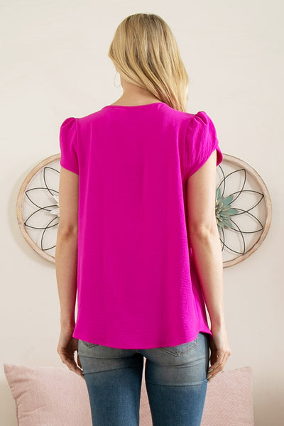 YMT20050X-PLUS SIZE TULIP SLEEVE PLEATED WOVEN TOP 3-2-1