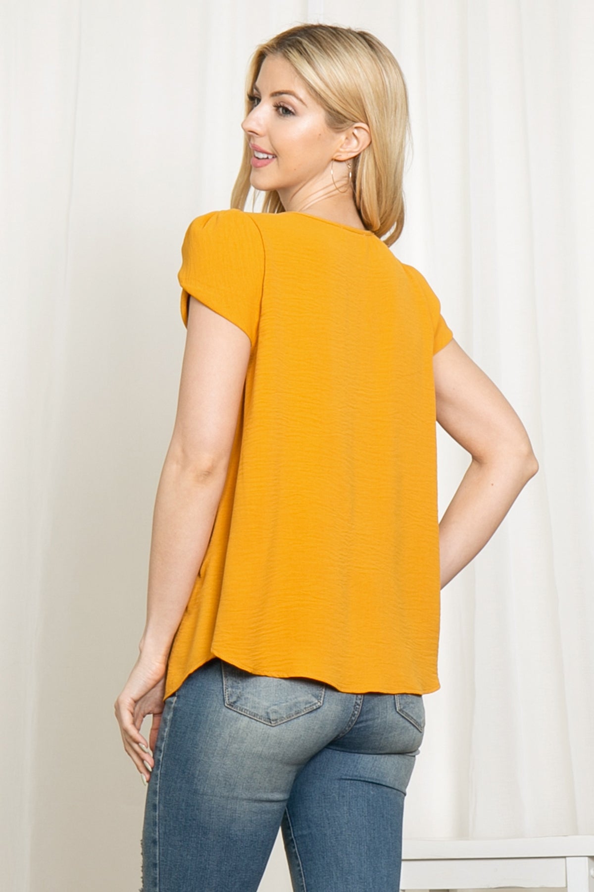 YMT20050X-PLUS SIZE TULIP SLEEVE PLEATED WOVEN TOP 3-2-1