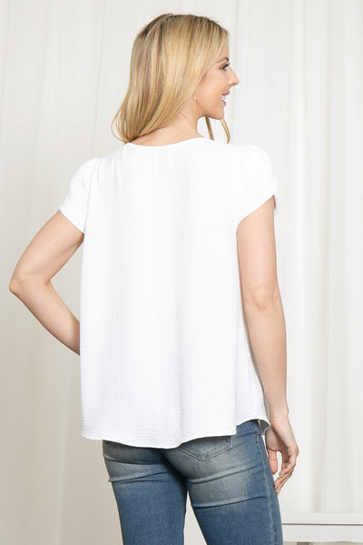 YMT20050X-PLUS SIZE TULIP SLEEVE PLEATED WOVEN TOP 3-2-1