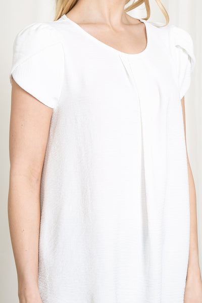 YMT20050X-PLUS SIZE TULIP SLEEVE PLEATED WOVEN TOP 3-2-1