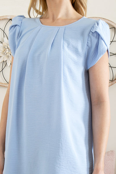 YMT20050X-PLUS SIZE TULIP SLEEVE PLEATED WOVEN TOP 3-2-1