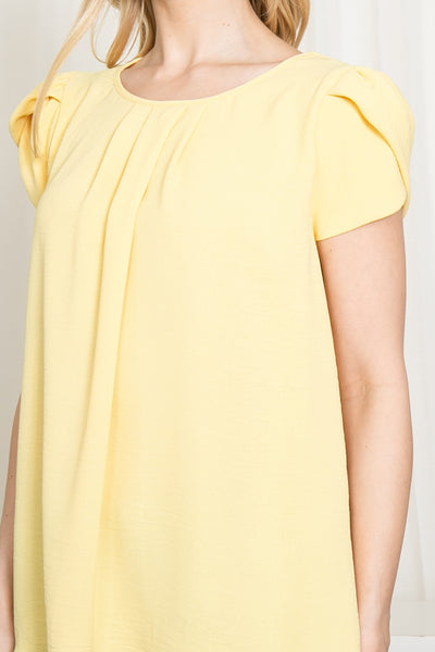 YMT20050X-PLUS SIZE TULIP SLEEVE PLEATED WOVEN TOP 3-2-1