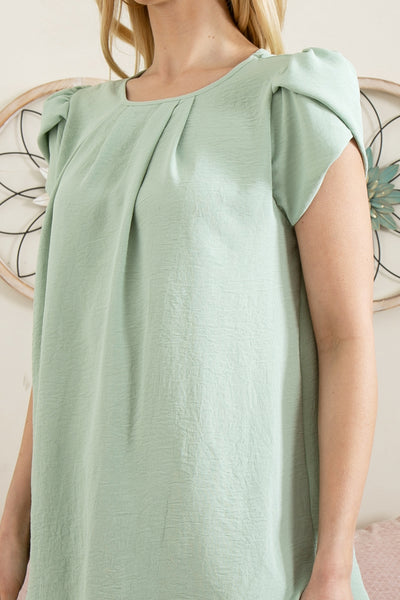 YMT20050X-PLUS SIZE TULIP SLEEVE PLEATED WOVEN TOP 3-2-1