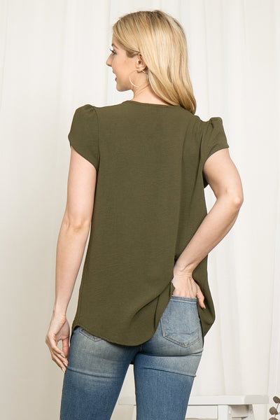 YMT20050X-PLUS SIZE TULIP SLEEVE PLEATED WOVEN TOP 3-2-1