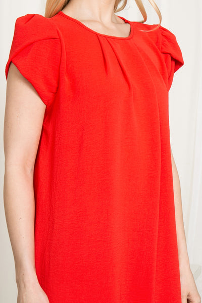 YMT20050X-PLUS SIZE TULIP SLEEVE PLEATED WOVEN TOP 3-2-1