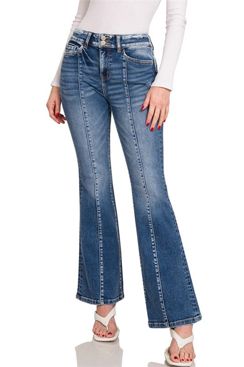 DTP-1944DD-2 BUTTON WAIST BOOTCUT DENIM PANTS W/ CENTER SEAM-1-1-1-1-1-1-1-1-1